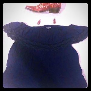 Off shoulder navy blouse